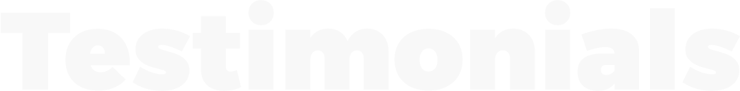 Text reading "Testimonials" in large, bold font on a transparent background.